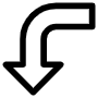 Curved Arrow Down Thick Black Outline free icon for commercial use