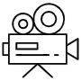 Video camera and cinema black outline free icon for commercial use