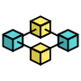 Blockchain green and yellow cubes free icon for commercial use