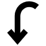 Down Curved Arrow free icon for commercial use