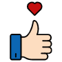 Thumbs Up And Heart free icon for commercial use