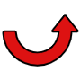 Up Curved Red Arrow free icon for commercial use