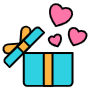 Gift Box And Hearts free icon for commercial use