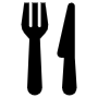 Black fork and knife icon