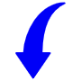 Blue Curved Down Arrow free icon for commercial use
