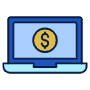 Laptop And Dollar Coin icon
