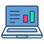 Laptop Bar Chart free icon for commercial use