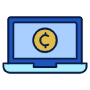 Laptop Cryptocurrency Coin icon