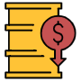 Oil Barrel Price Down And Dollar free icon for commercial use