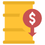 Oil Barrel Price Down And Dollar free icon for commercial use