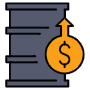 Oil Barrel Price Up And Dollar free icon for commercial use