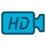 Blue Camera And Hd Quality Video Sign free icon for commercial use