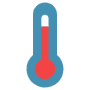 Blue Thermometer And Heat icon