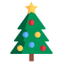 Christmas Green Pine Tree And Ornaments free icon for commercial use