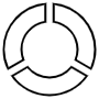 Circular Black Outline Pie Chart 3 Equal Slices icon