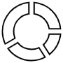 Circular Black Outline Pie Chart 4 Slices free icon for commercial use