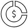 Circular Black Outline Pie Chart And Dollar Symbol icon