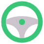 Green Car Driving Steering Wheel free icon for commercial use