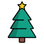 Green Christmas Pine Tree And Star free icon for commercial use