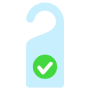 Hotel Room Door Hanger And Check Mark icon