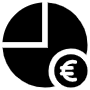 Black Pie Chart 75 Percent And Euro Sign free icon for commercial use