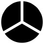 Black Pie Chart Market Size 3 Equal Slices free icon for commercial use