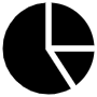 Black Pie Chart Market Size 3 Slices free icon for commercial use