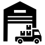 Black Warehouse Symbol And Delivery Truck free icon for commercial use