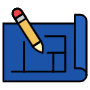 Blueprint House Floor Plan And Pencil free icon for commercial use