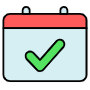 Booked Calendar Sign And Green Check Mark free icon for commercial use