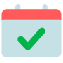 Booked Calendar Sign And Green Tick free icon for commercial use