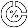 Circular Black Outline Pie Chart And Percent Symbol icon