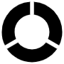 Circular Black Pie Chart 3 Equal Slices free icon for commercial use