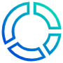 Circular Blue Outline 4 Slices Pie Chart free icon for commercial use
