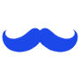Curled Blue Mustache free icon for commercial use