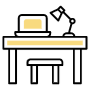 Hotel Yellow Work Desk And Computer icon