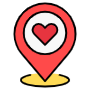 Location Placeholder And Red Heart Sign free icon for commercial use