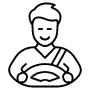 Man Driver And Steering Wheel Black Outline icon