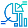 Pie Chart And Bar Chart Blue Outline free icon for commercial use