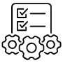 Projects File Gears And Check List Black Outline free icon for commercial use