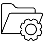 Projects Folder Gear And Configuration Black Outline free icon for commercial use