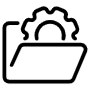 Projects Folder Gear And Settings Black Lineal free icon for commercial use