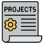 Projects Management Document And Yellow Gear free icon for commercial use