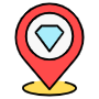 Red Location Placeholder And Jewelry Sign icon