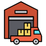 Red Warehouse And Delivery Truck free icon for commercial use