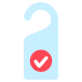 Reserved Hotel Room Door Hanger And Red Check Mark icon