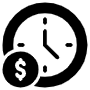 Saving Money Black Coin And Time free icon for commercial use