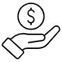 Saving Money Coin And Hand Black Outline free icon for commercial use