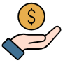 Saving Money Gold Coin And Hand free icon for commercial use