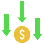 Saving Money Green Arrows And Gold Dollar Coin free icon for commercial use